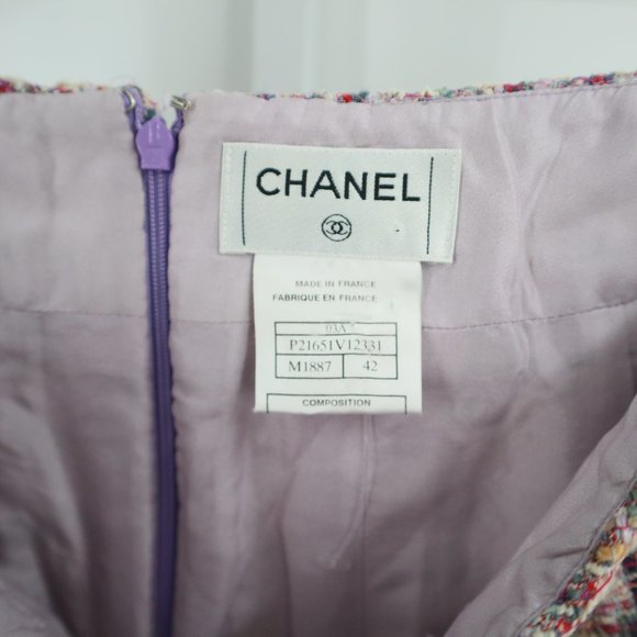 Chanel Silk Blend Woven Knee Length Pencil Skirt Pink Multi-color - Picture 8 of 13